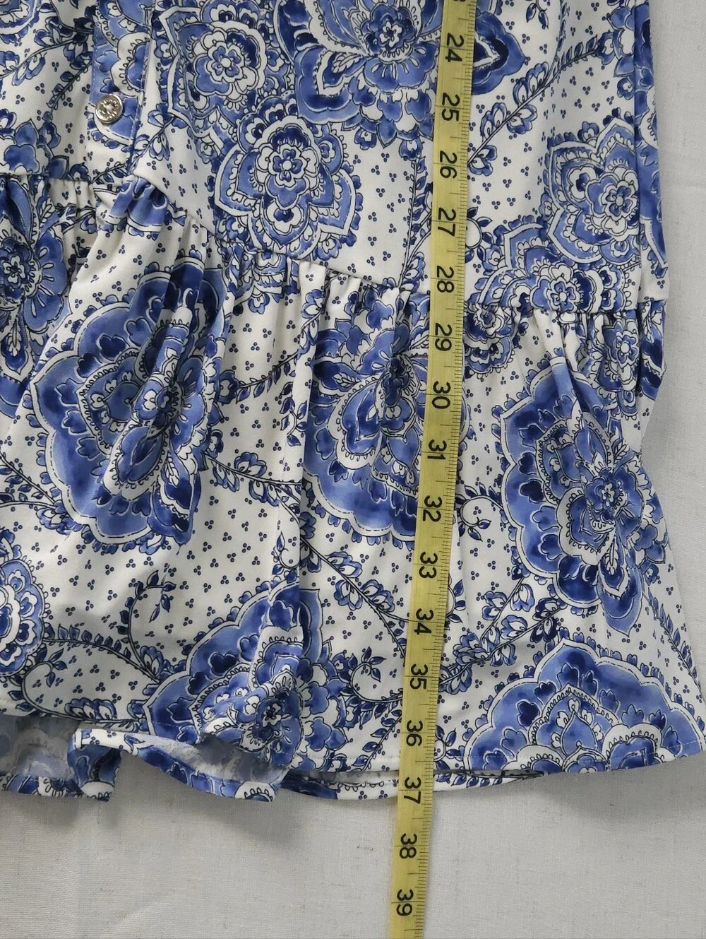 Tommy Hilfiger 8 Blue White Floral Sleeveless Tiered‎ Dress Button Front